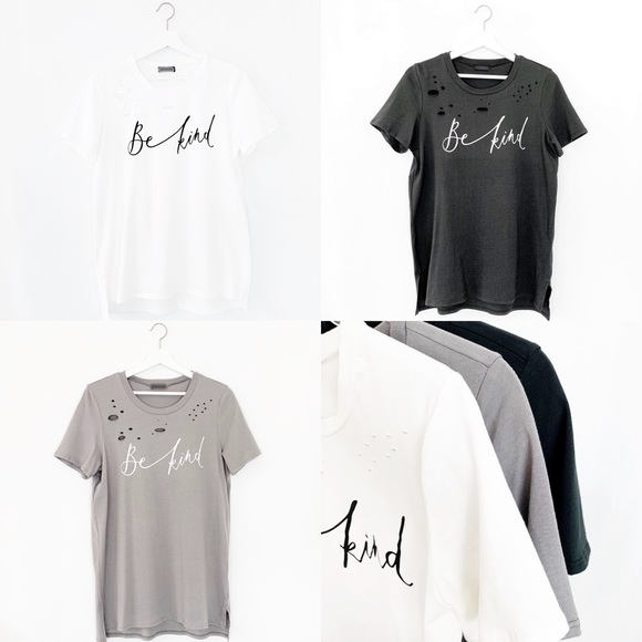 ‘Be Kind’ Distressed Tee Champagne - Picture 6 of 7